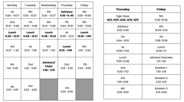 2026-2027 Bell Schedule