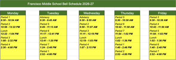 Bell Schedule 26-27