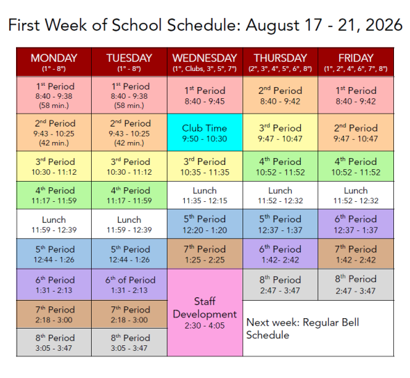 First Week Bell Schedule
