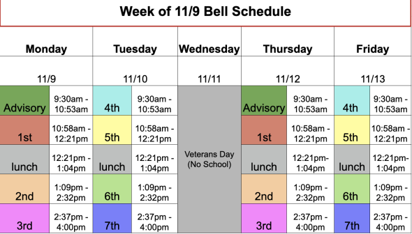Roosevelt Bell Schedule - Veterans 2026