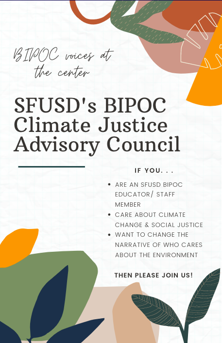 SFUSD BIPOC Climate Justice Advisory Council Invitation