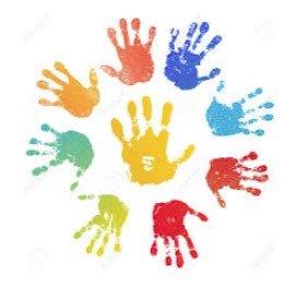 multi-colored handprints image
