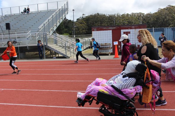 Students race at the Special Olympics