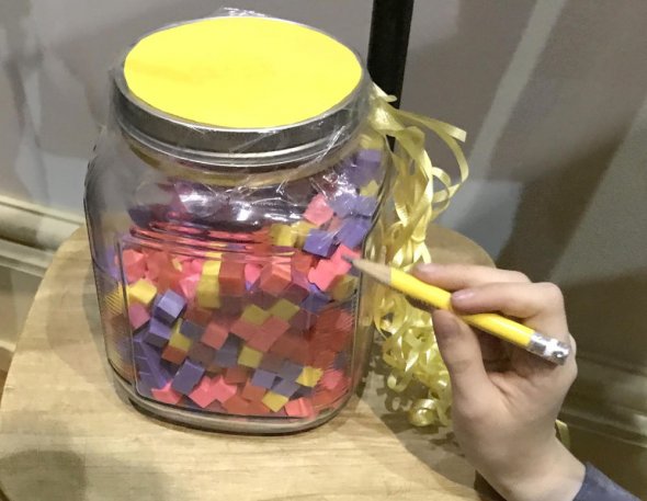Jar full of cubes for guessing game