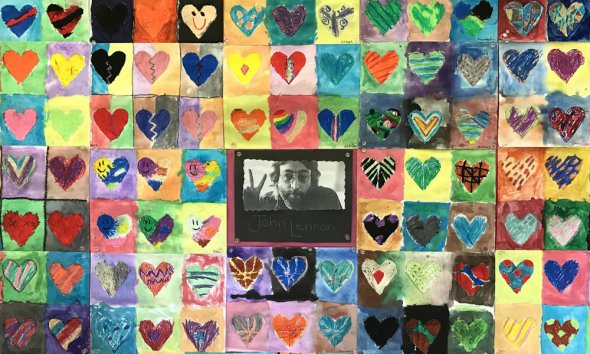 Student artwork with the theme of love
