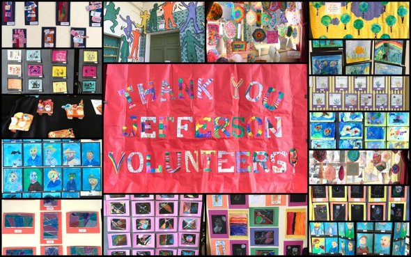 Collage of cards made for volunteers