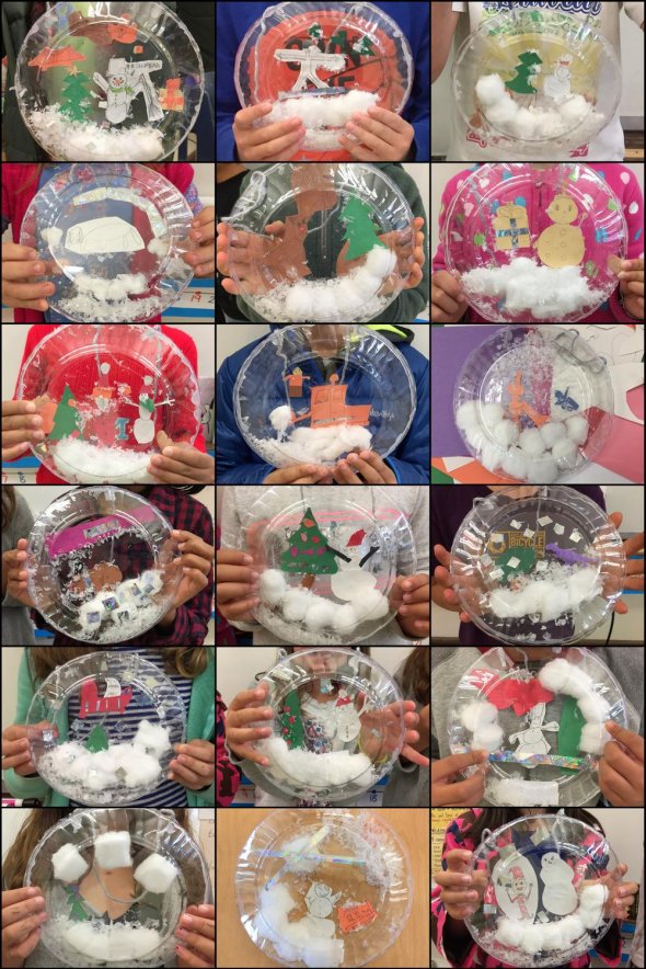 Collage of snow globes made by students