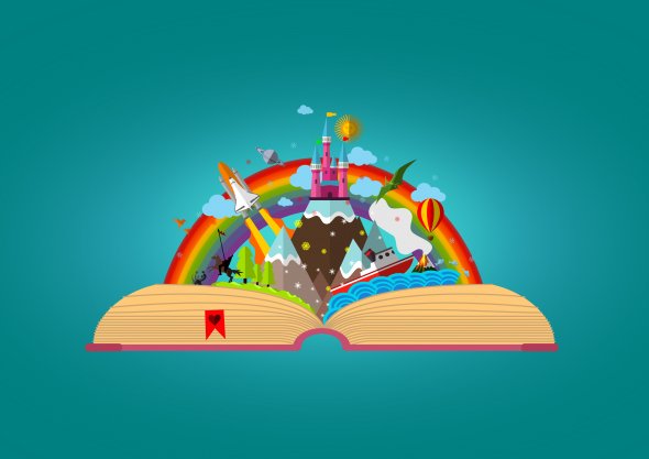 Opened Book with rainbow 