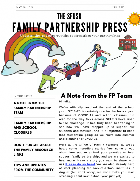 Screenshot of The SFUSD Family Partnership Press