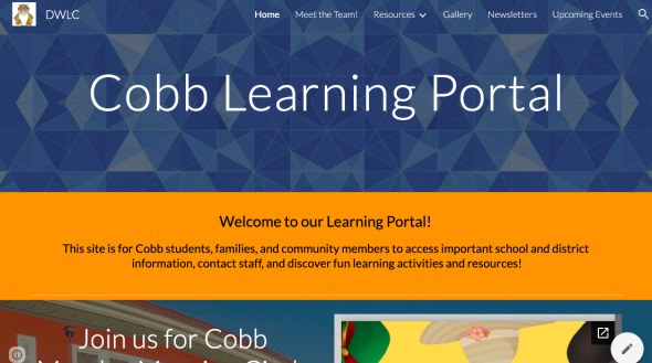 Screenshot of Cobb Learning Portal