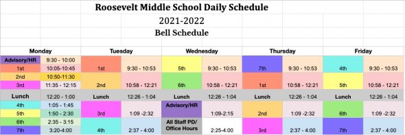 RMS bell schedule effective August 30, 2021
