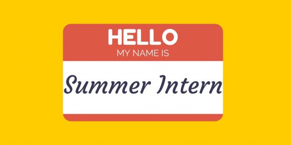 Image of a "Hello My Name Is" badge with "Summer Intern" written on it.