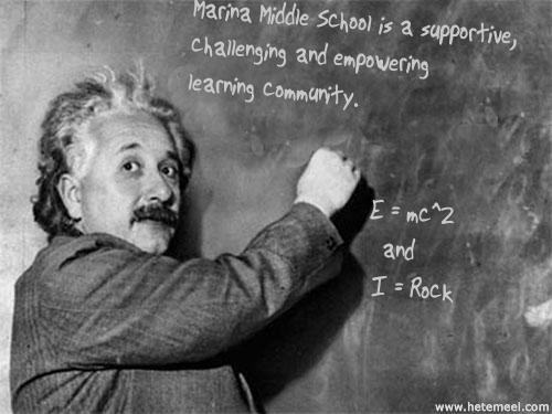 Marina Overview image showing Albert Einstein writing on a chalk board