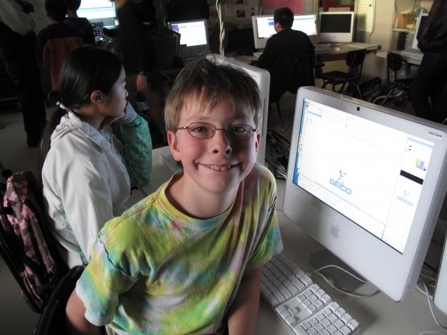 Elementary school student in computer lab
