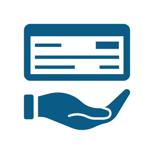 Icon of hand with paycheck