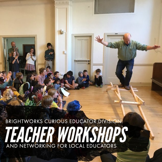 Teacher workshop audience looks at a man balancing