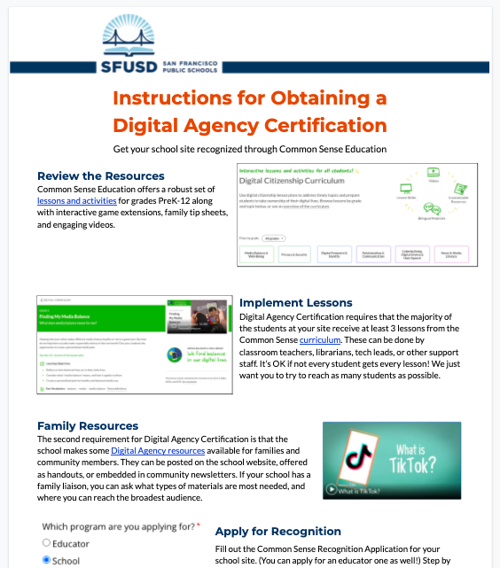 Instructions for Obtaining a Digital Agency Certification