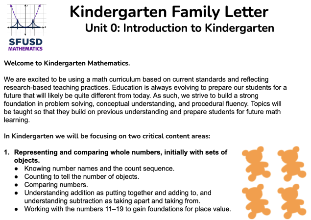 Kindergarten family letter
