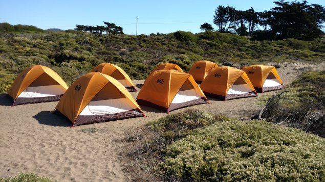 Eight tents in two rows.