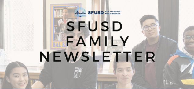 SFUSD August 2022 Family Newsletter banner with stock photo of high school students