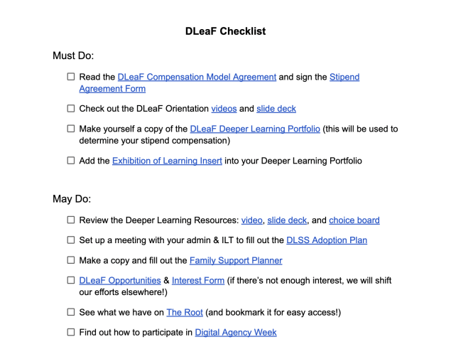 DLeaF Checklist