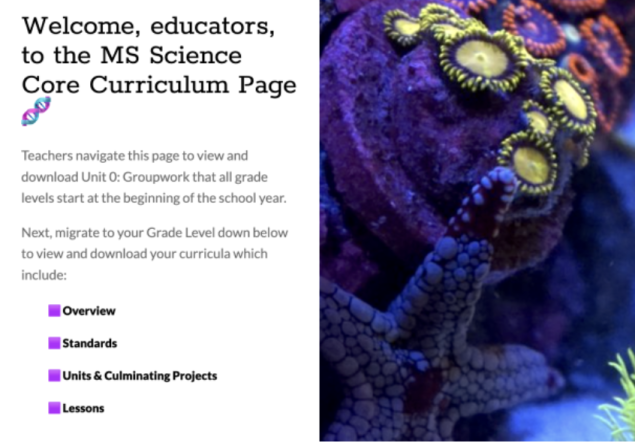 SFUSD Middle School Science Core Curriculum Page