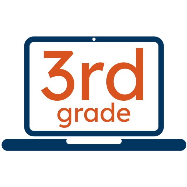 Laptop with the words "3rd grade" inside