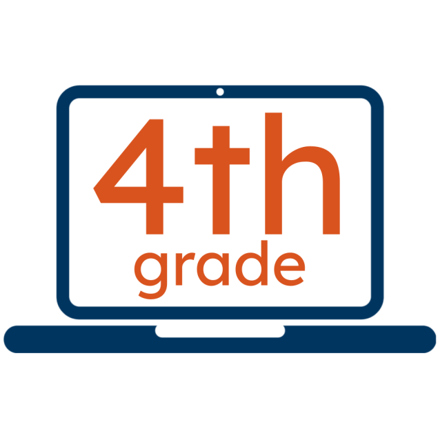 Laptop with the words "4th grade" inside