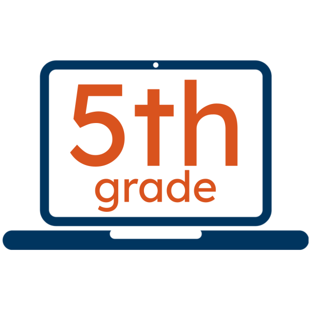 Laptop with the words "5th grade" inside