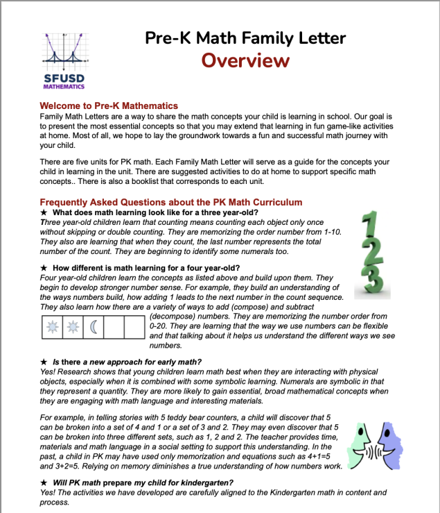 Pre-Kindergarten Math Overview for Families