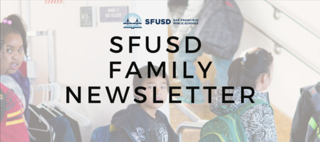 August 2023 SFUSD Family Newsletter banner with background of students