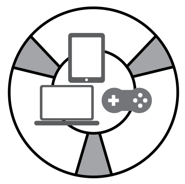 My Digital Life icon with laptop, cell phone, and game controller to symbolize a students' digital life