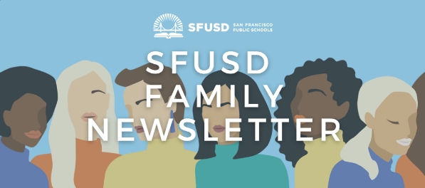 Drawings of women for March 2024 SFUSD Family Newsletter