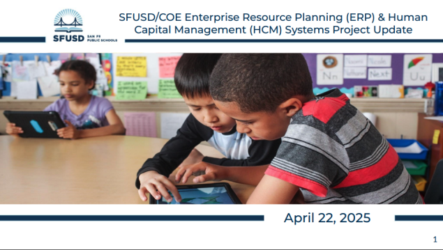 Slide deck cover of presentation slides showing two boys viewing a tablet computer.