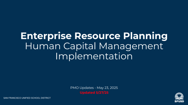 Slide Deck cover: All text reading Enterprise Resource Planning: Human Capital Management Implementation