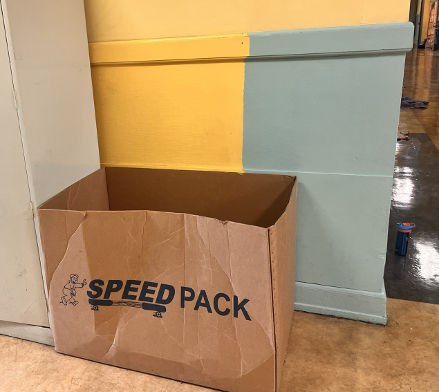 Lost and found box in center hallway