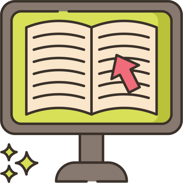 Illustration showing an ebook on a monitor