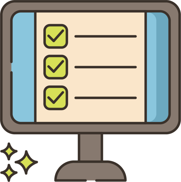 Illustration of a monitor with checkboxes