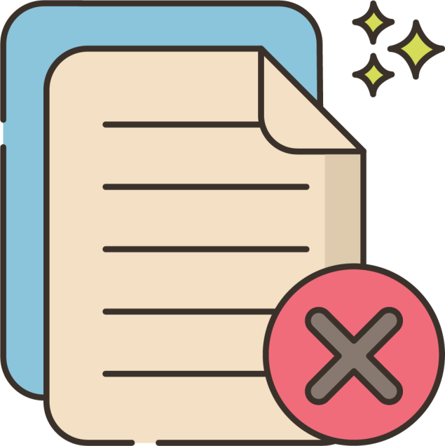 Illustration of two papers with a red X sign representing cancellation of a contract