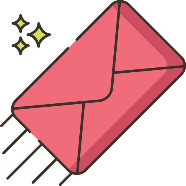 Illustration of an envelope flying upwards representing sending a message
