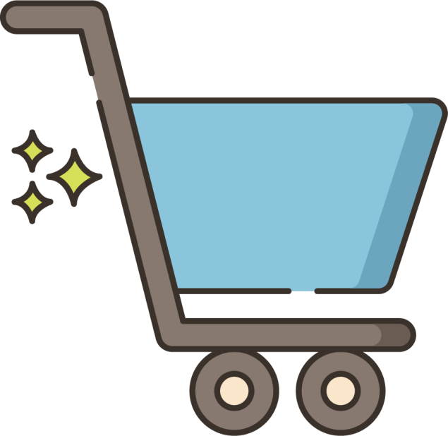 Illustration of an empty cart in blue