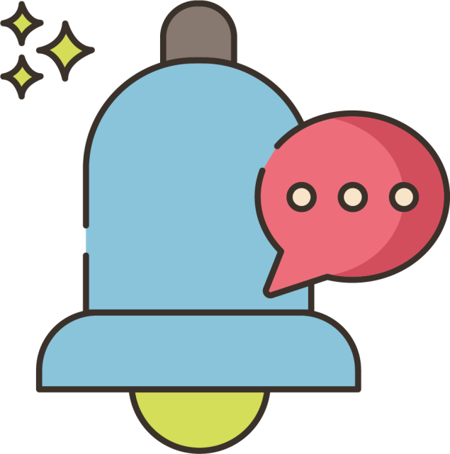 Illustration of a bell and a dialogue balloon representing a notification