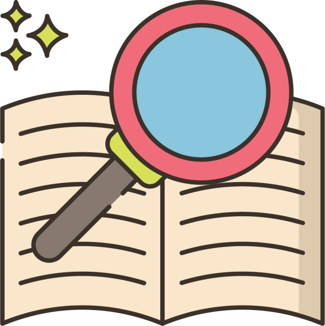 Illustration of a magnifier on a book