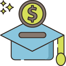 Illustration of a graduation cap with a hole for a coin