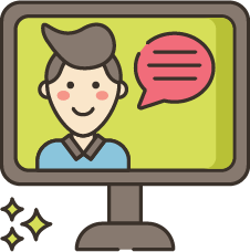 Illustration of a person and a talking baloon