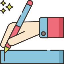 Illustration of a hand holding a pen writing on a paper