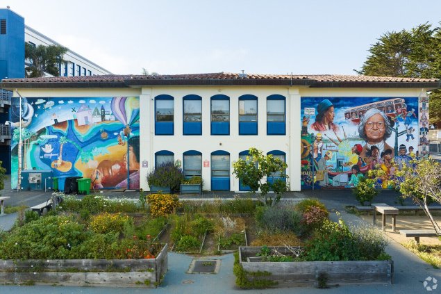 Murals on exterior of Rosa Parks Elementary School