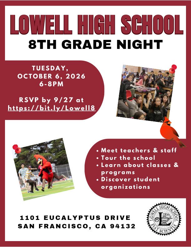 Lowell 8th Grade Night Flyer 2026 English