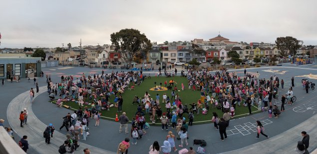 Aerial panoramic shot of yard/turf