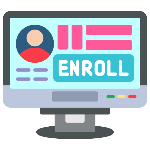 Computer screen with "Enroll"